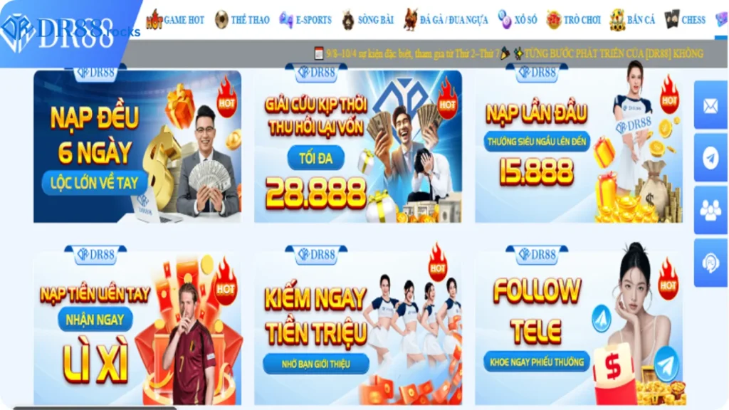 Khuyến mãi bạt ngàn, cơ hội nhận thưởng giá trị cùng DR88